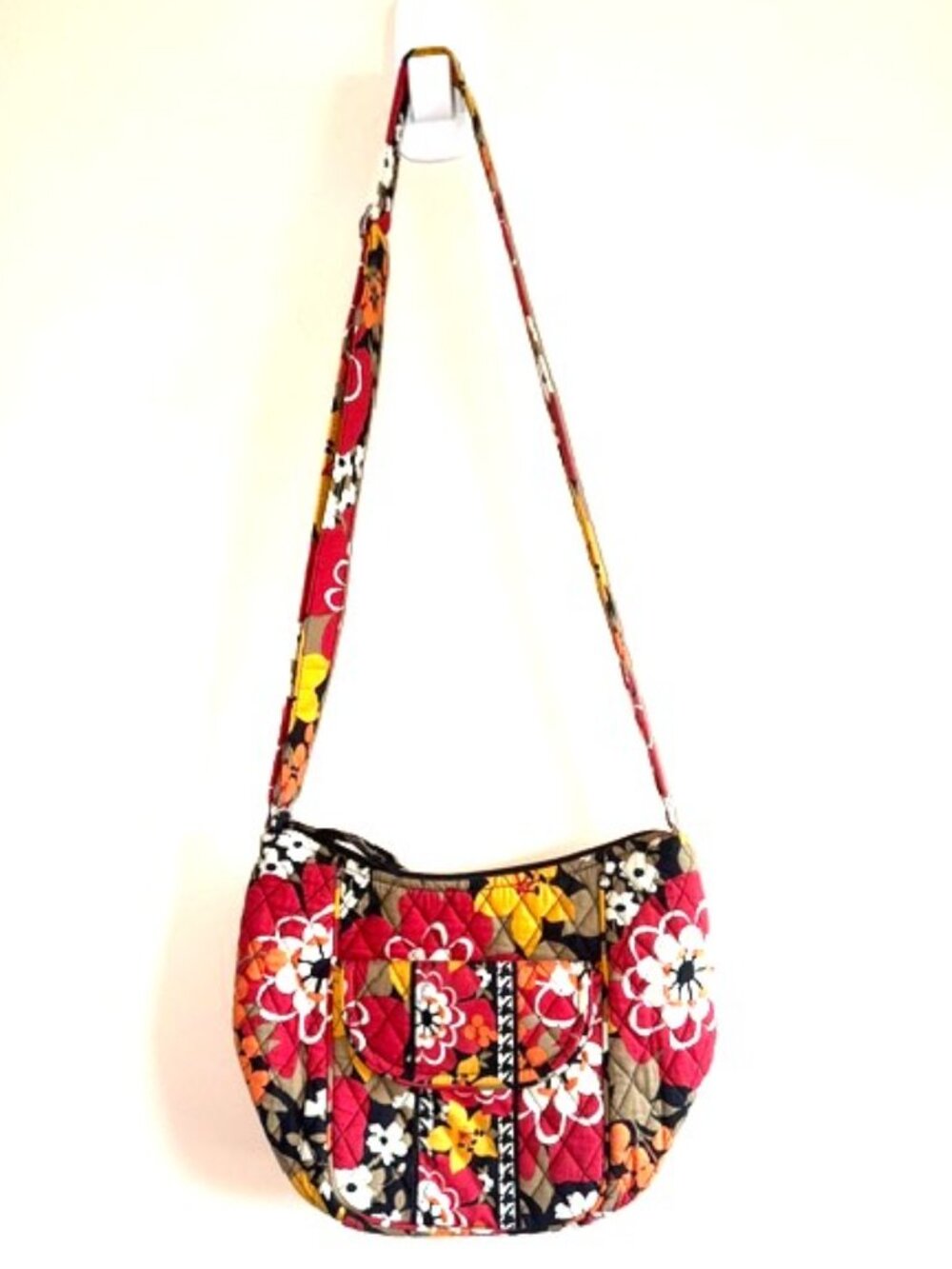 Vera Bradley Quilted Floral Crossbody Bag Adjustable Strap Hobo Purse